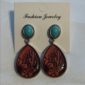 Turquoise and brown Teardrop Earrings